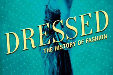 logo for Dressed podcast featuring tinted image of a woman in a sleeveless gown