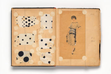 Jeanne Lanvin, Paris (couture house), album of studio drawings and fabric swatches, 1918 and 1925, Delhi, day dress, spring−summer 1918