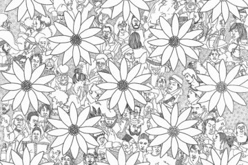 floral pattern repeat with faces