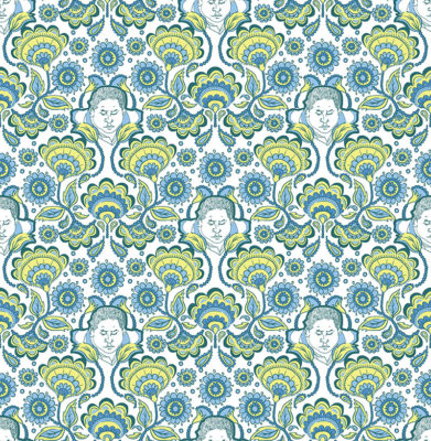 floral pattern repeat with faces