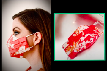 woman wearing floral mask