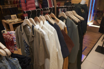 clothes on a rack