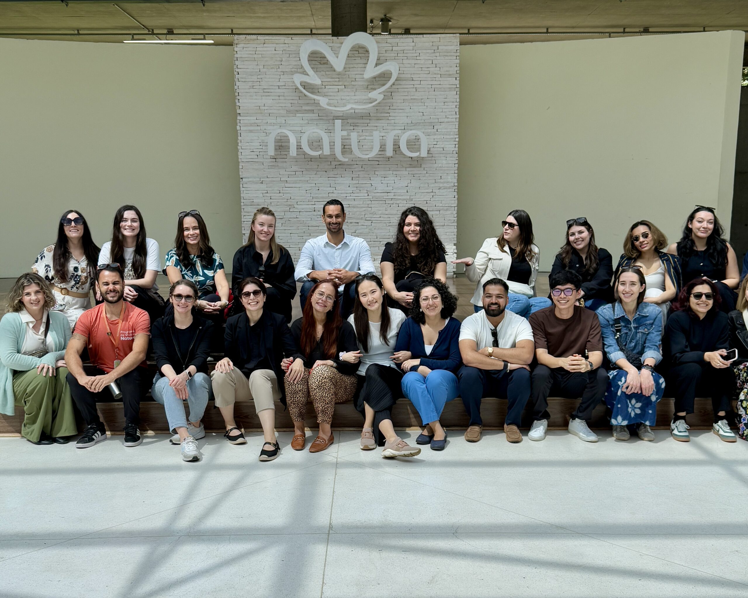 Fragrance Marketing and Management students outside Natura in Brazil. 
