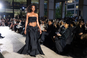 model on the FIT Future of Fashion runway